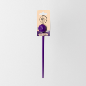 Sol Soils purple teaspoon and repotting soil pick in retail packaging