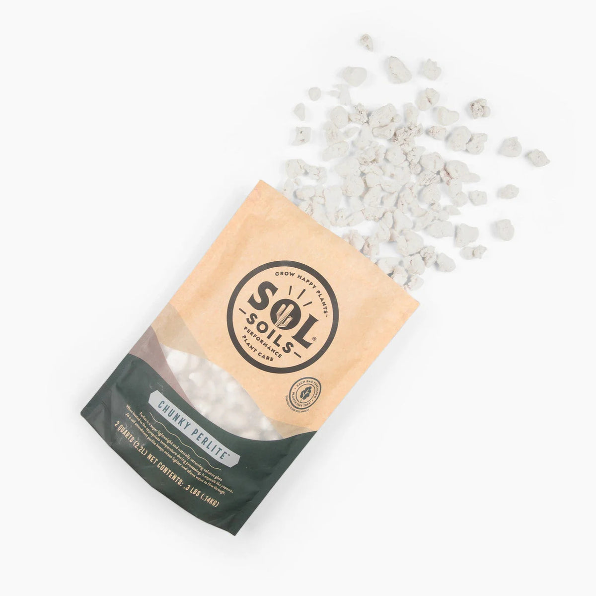 Sol Soils Chunky Perlite bag with perlite spilling out