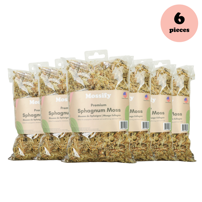 6 Pack - Premium Natural Sphagnum Moss Mix