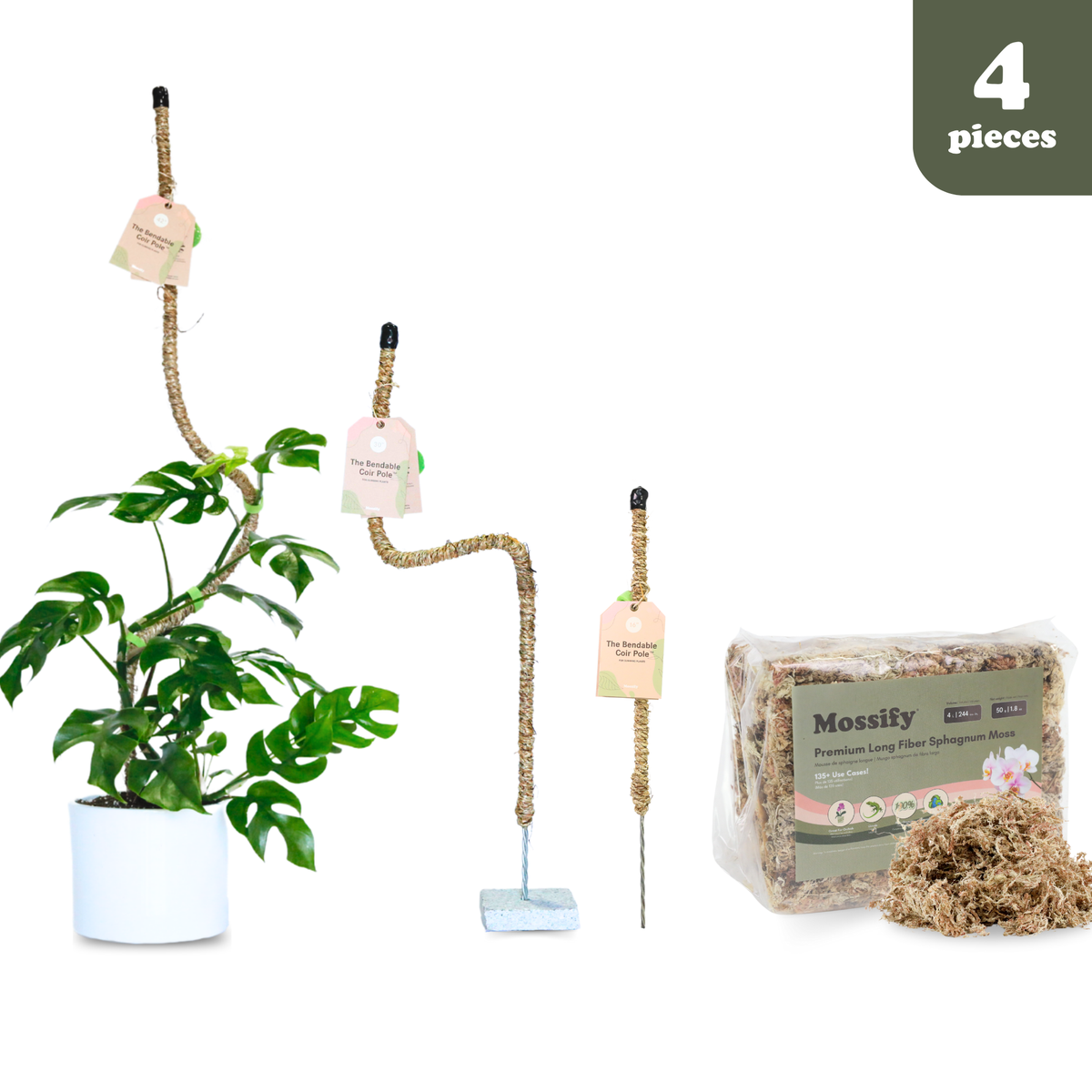 The Original Bendable Coir Pole™ - Ultimate Starter Pack - Mossify