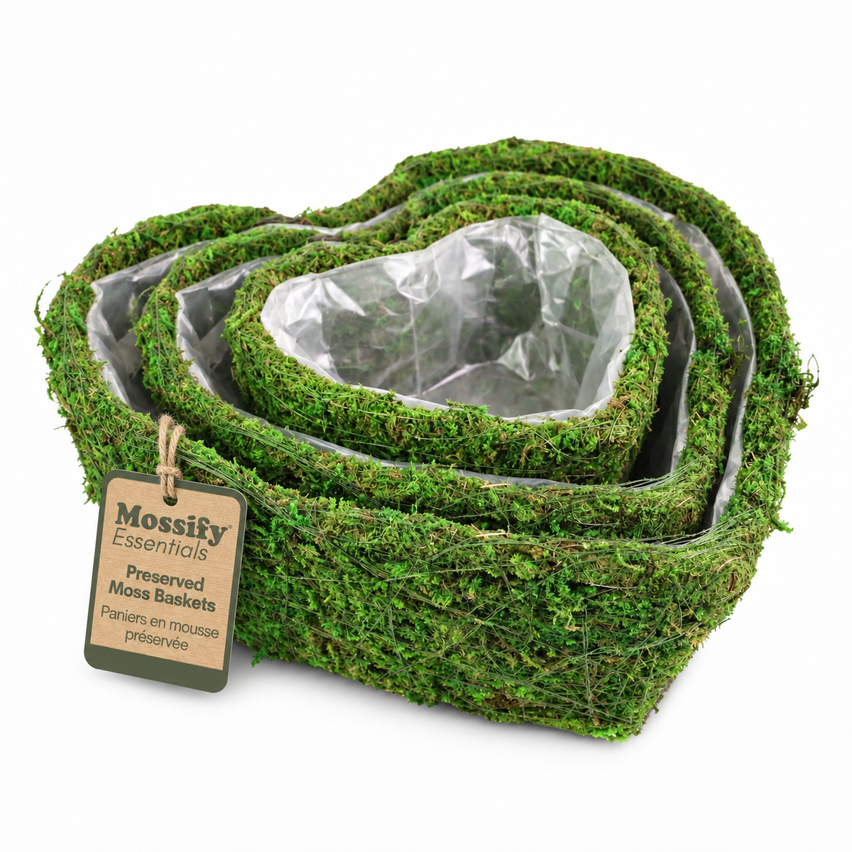 Heart Moss Basket (Set of 3)