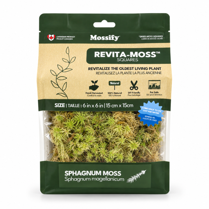 Revita-Moss Canadian Sphagnum Moss (Sphagnum magellanicum) 6 x 6 inch square in its 2026 package