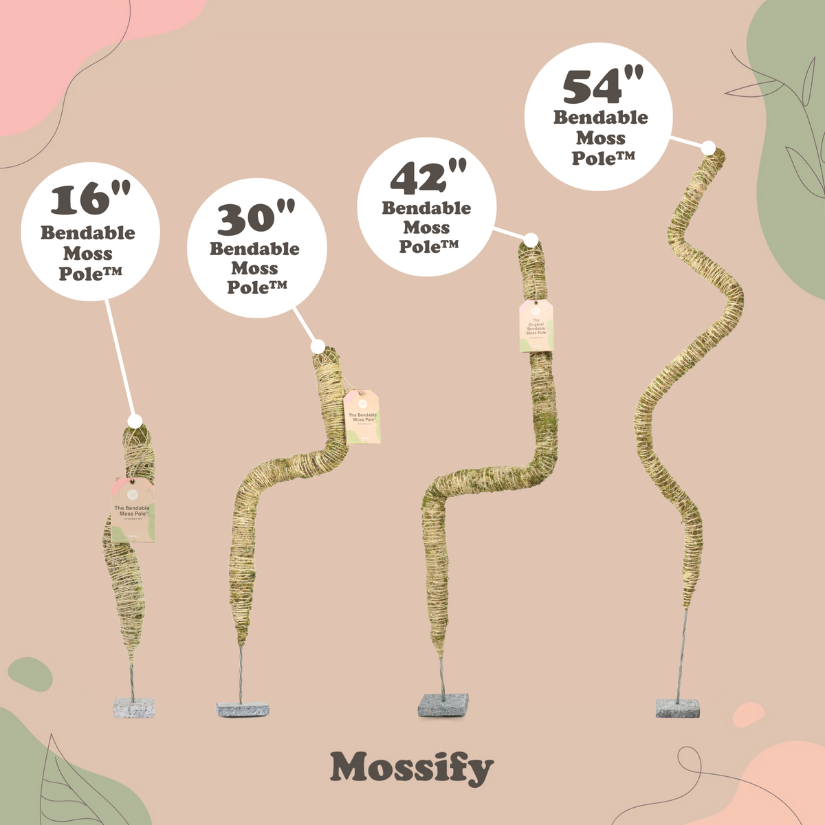 The Original Bendable Moss Pole™ - Best Seller (Pins Included) - Mossify