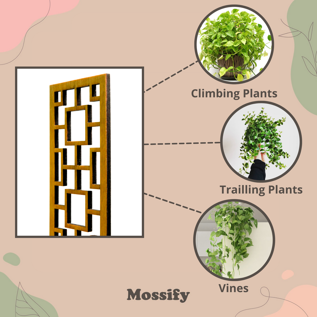 Tropical Squares Wooden Trellis - Mossify