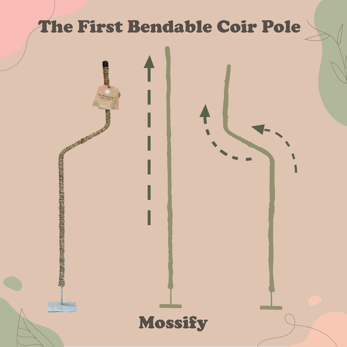 The Original Bendable Coir Pole™ - Best Seller (Tape Included) - Mossify